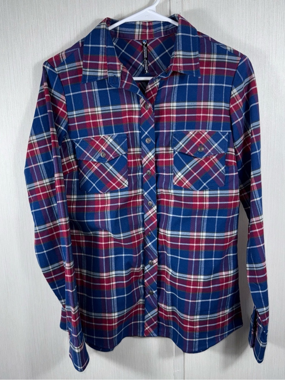 Kuhl Womens S Plaid Flannel Button Down Blue Casual Outdoor Hiking Western